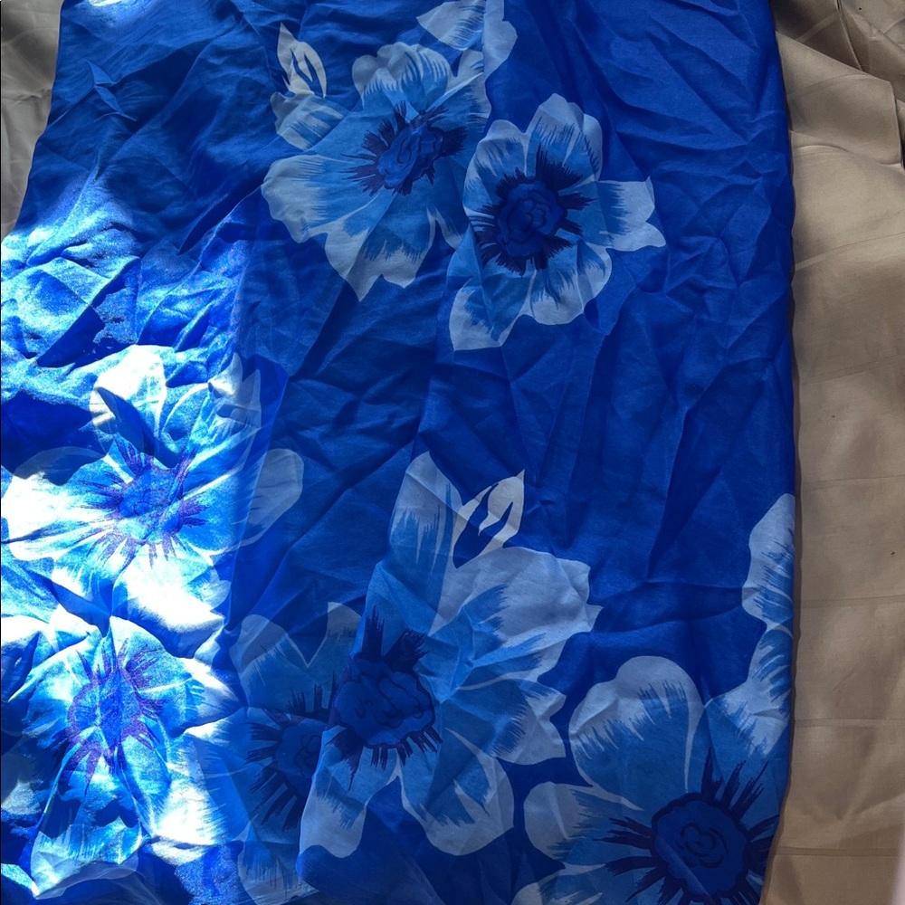 Blue Floral Beach Cover Up